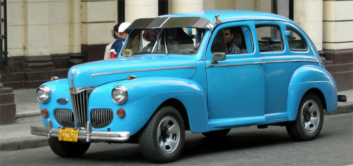 pre-1950s blue car