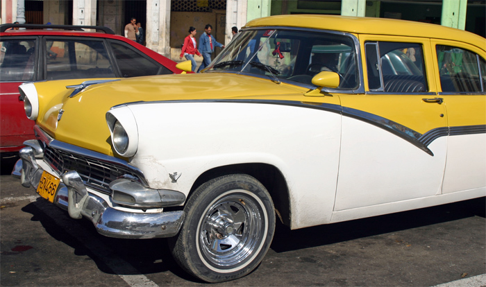 yellow and white ford - maybe 1956