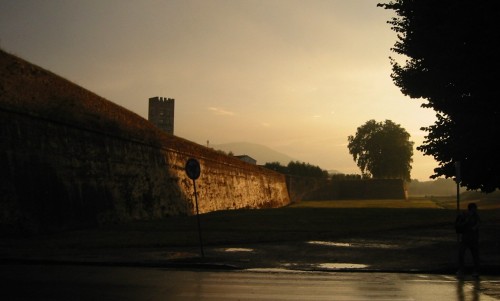 Lucca wall at dusk