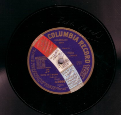 Label of Pablo Casals 12" 78 rpm record