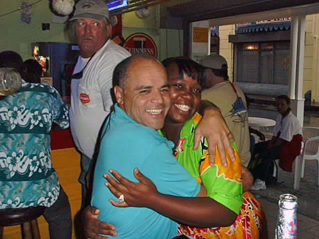Omar and
          waitress at Conchy Joe's