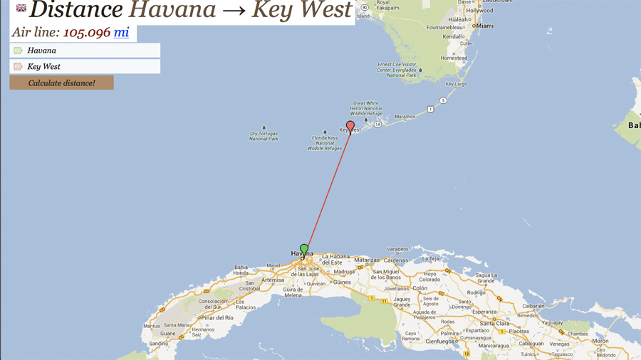 Distance to
            Key West