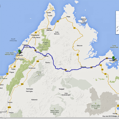 Route from KK to
            Sandakan