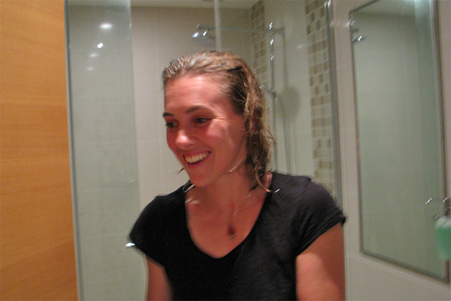 Sarah after shower