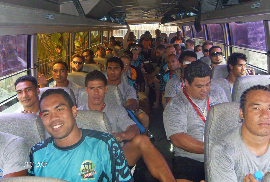 On bus with
                Samoa