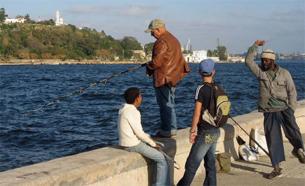 Fishing -
          Cristo de la Habana in the background