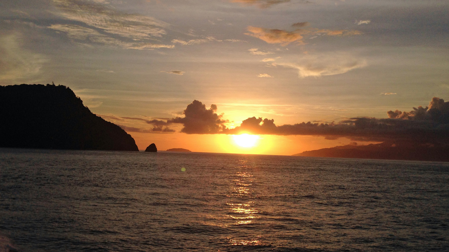 Sunset from ferry to
          Tobago