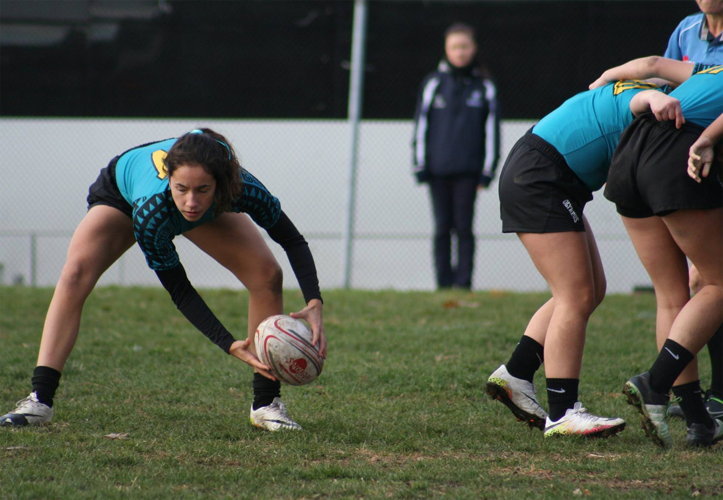 Kayla moves ball from scrum